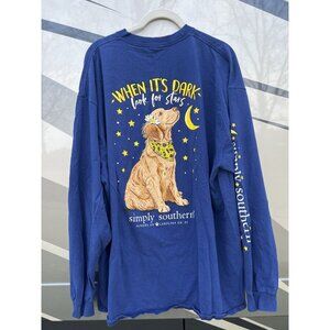 Simply Southern navy long sleeve tshirt golden retriever stars XXL preppy comfy